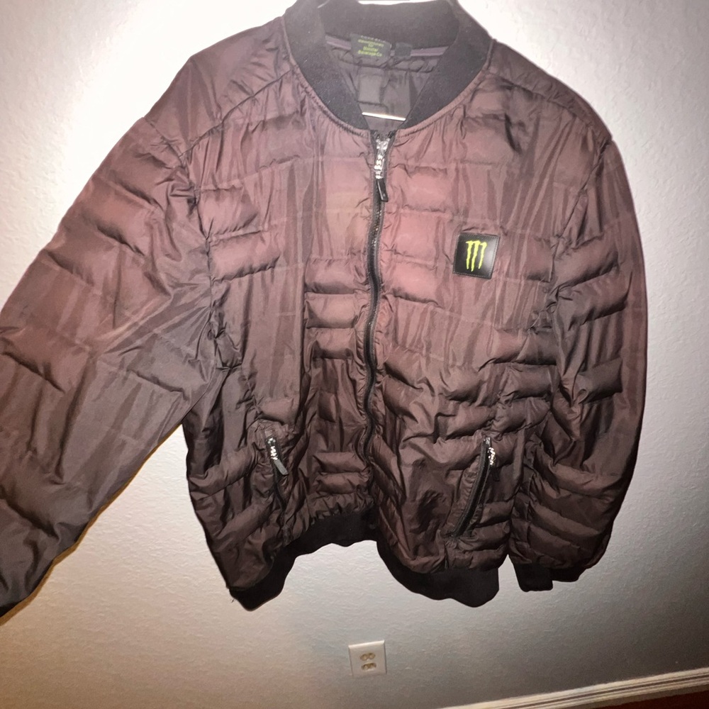 Monster 👹 Brown Puffer Jacket with Logo